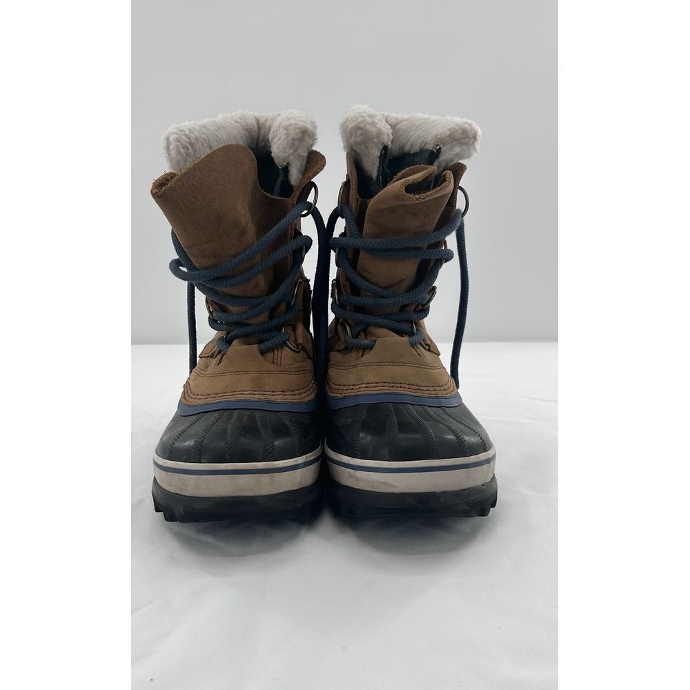 Sorel Caribou‎ Insulated Snow Boots Buff Waterproof Brown Leather Size 6